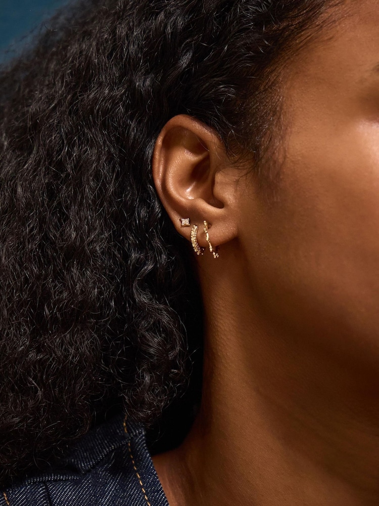 Accessorize Gold Tone Filigree Hoops & Stud Earrings - Image 2 of 2 Accessorize Gold Tone Filigree Hoops & Stud Earrings - Image 2 of 2