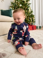 أزرق داكن سانتا - Christmas Baby Sleepsuit (0mths-2yrs) - Image 1 of 2