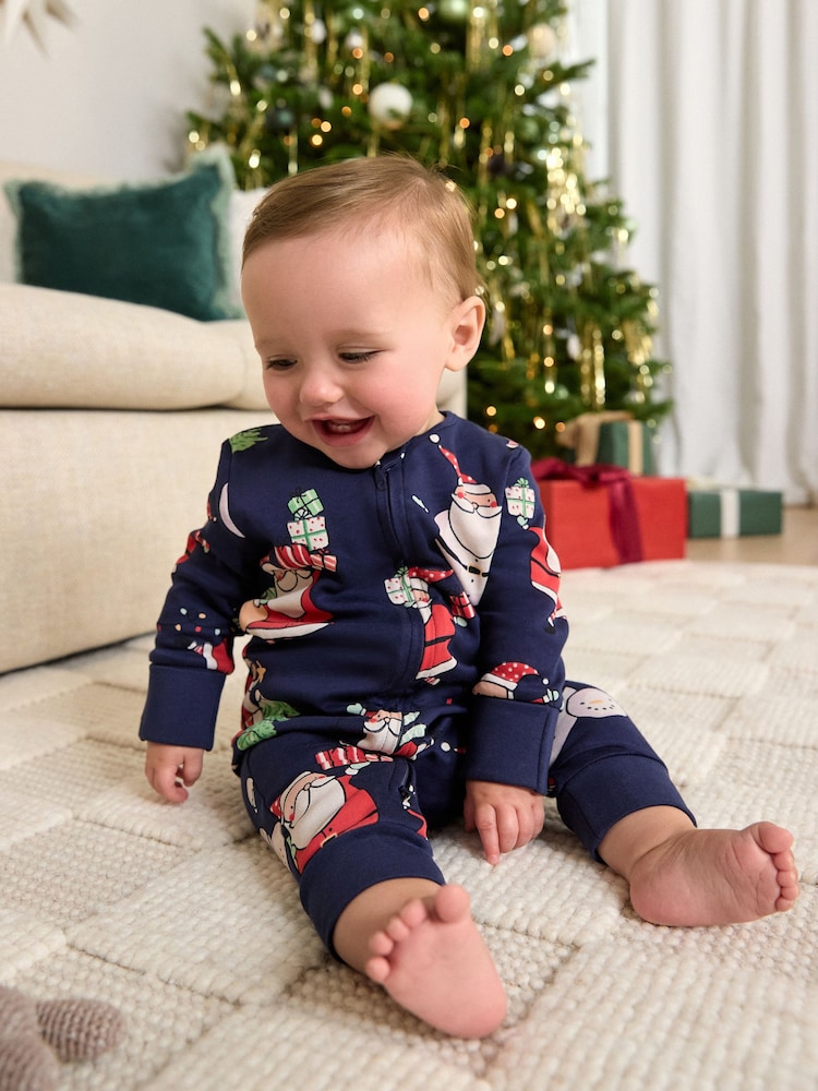 أزرق داكن سانتا - Christmas Baby Sleepsuit (0mths-2yrs) - Image 1 of 2
