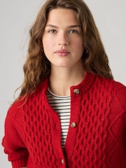 Levi's® Red Cable-Knit Cotton Cardigan - Image 3 of 5