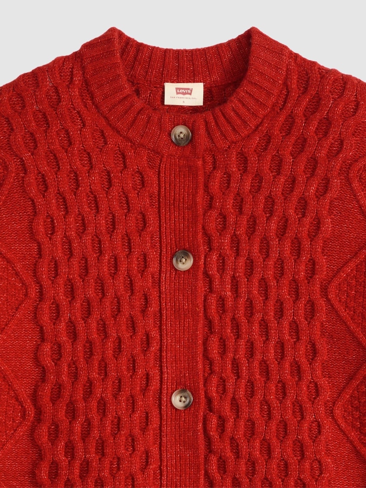 Levi's® Red Cable-Knit Cotton Cardigan - Image 5 of 5