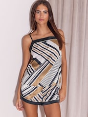 Lipsy Yellow Stripe Cami and Short Satin Pjyamas Set - Image 2 of 6