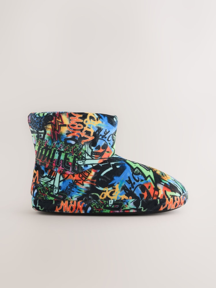 Bright Grafitti Fleece Slipper Boots - Image 2 of 5