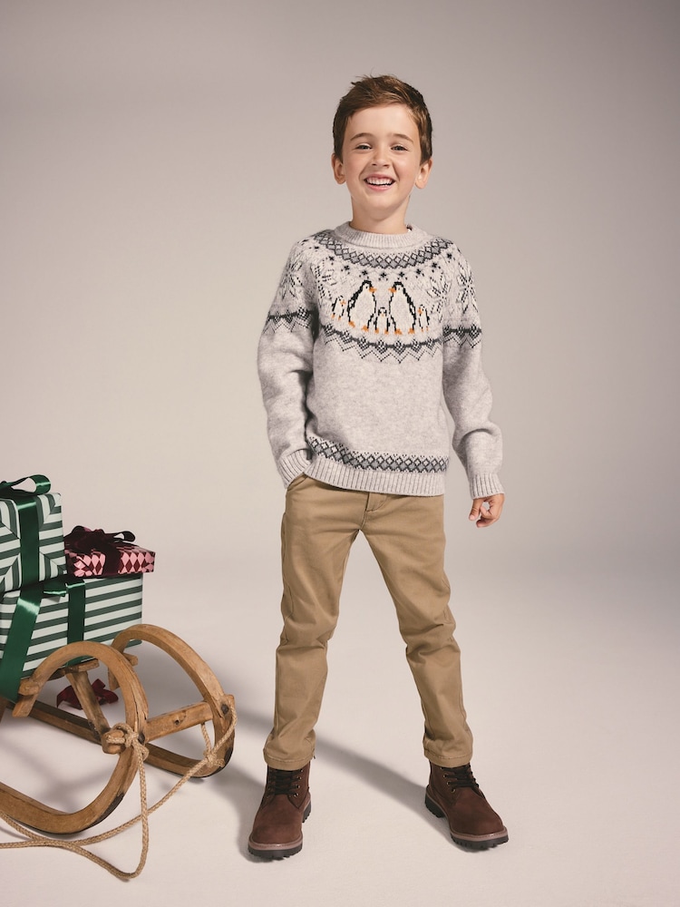 Charcoal Grey Fairisle Penguin Christmas Jumper (3mths-16yrs) - Image 2 of 9 Charcoal Grey Fairisle Penguin Christmas Jumper (3mths-16yrs) - Image 2 of 9