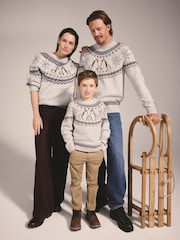 Charcoal Grey Fairisle Penguin Christmas Jumper (3mths-16yrs) - Image 3 of 9