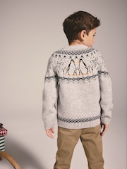Charcoal Grey Fairisle Penguin Christmas Jumper (3mths-16yrs) - Image 4 of 9