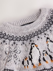Charcoal Grey Fairisle Penguin Christmas Jumper (3mths-16yrs) - Image 9 of 9