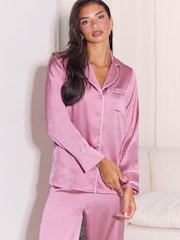 Vaaleanpunainen - Lipsy Satin Button Down Pyjamas Set - Kuva 2 / 5