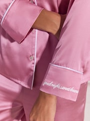 Vaaleanpunainen - Lipsy Satin Button Down Pyjamas Set - Kuva 3 / 5
