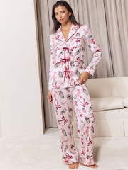 Lipsy Christmas Merry Margarita Satin Long Sleeve Pyjamas Set - Εικόνα 2 από 6