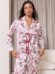 Lipsy Christmas Merry Margarita Satin Long Sleeve Pyjamas Set - Εικόνα 4 από 6