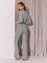 Lipsy Grey Cosy Ribbed Henley Top And Trousers Lounge Set - Image 5 of 7
