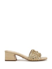 Sam Edelman Gold Waylon Weave Regular Fit Slides - Image 1 of 7