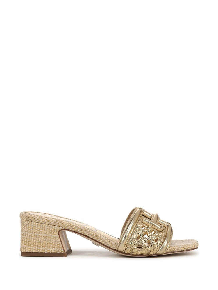 Sam Edelman Gold Waylon Weave Regular Fit Slides - Image 1 of 7