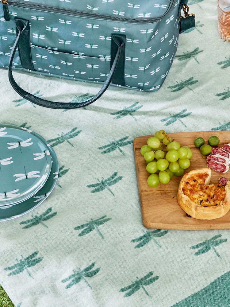 Sophie Allport Teal Dragonfly Woven Picnic Blanket - Image 1 of 3
