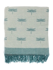 Sophie Allport Teal Dragonfly Woven Picnic Blanket - Image 3 of 3