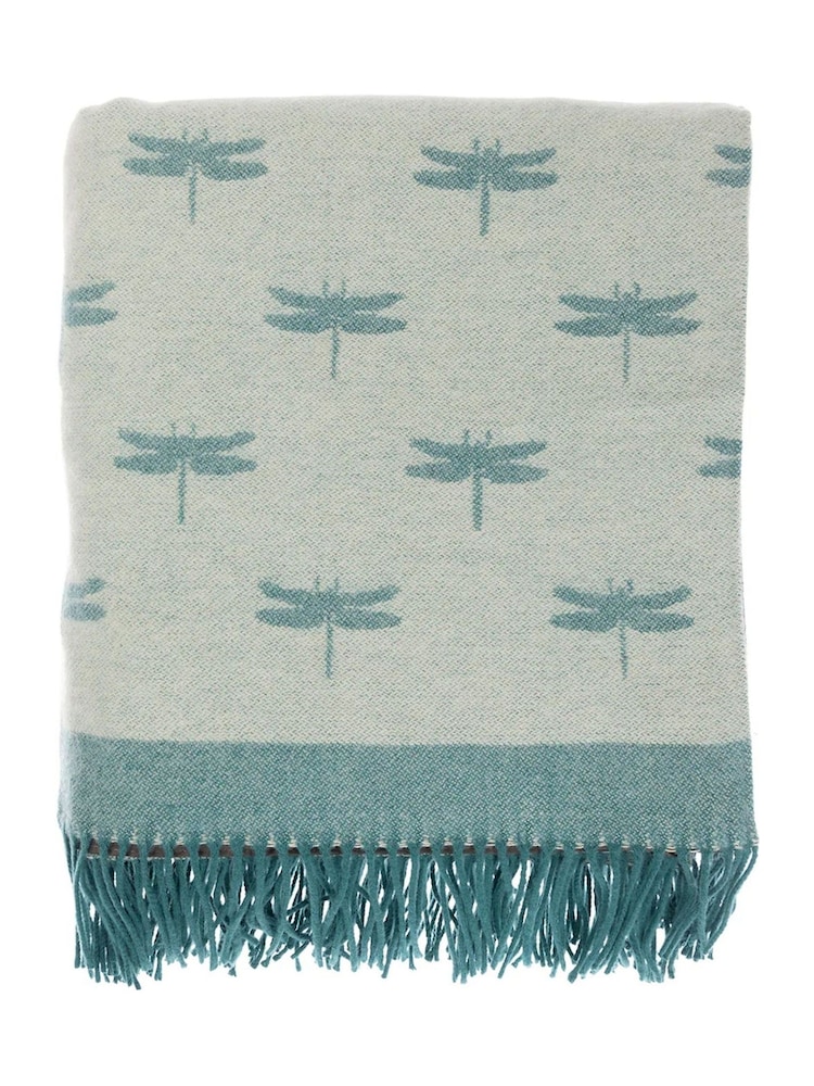 Sophie Allport Teal Dragonfly Woven Picnic Blanket - Image 3 of 3