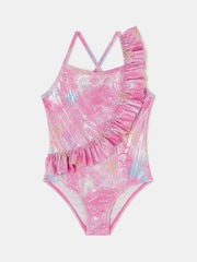 Angels By Accessorize Pink Sparkle Frill Mermaid Swimsuit - Image 1 of 2