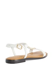Dune London White Wide Fit Lollipops T-Bar Flat Sandals - Image 3 of 5