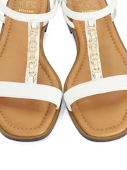 Dune London White Wide Fit Lollipops T-Bar Flat Sandals - Image 5 of 5