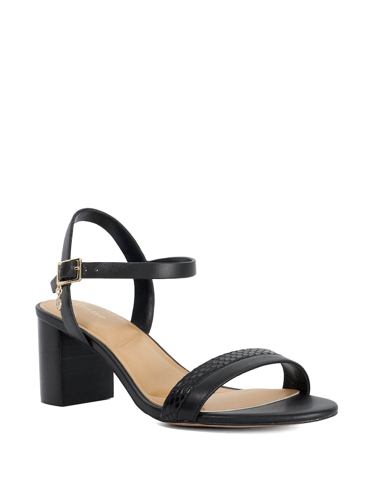 Dune London Black Leather Jaycie Block Heeled Sandals - Image 2 of 5