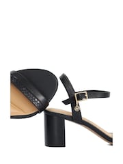 Dune London Black Leather Jaycie Block Heeled Sandals - Image 5 of 5