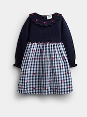 Jojo Maman Bébé Navy Blue Strawberry Knitted Combo Dress - Image 1 of 4