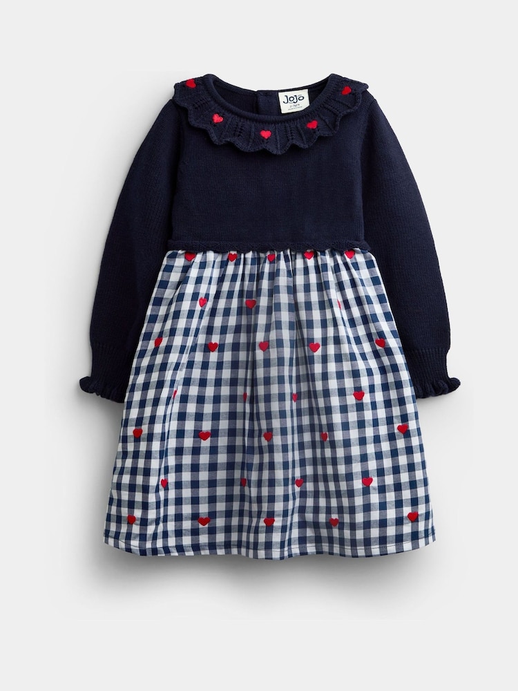 Jojo Maman Bébé Navy Blue Strawberry Knitted Combo Dress - Image 1 of 4 Jojo Maman Bébé Navy Blue Strawberry Knitted Combo Dress - Image 1 of 4