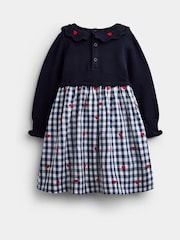 Jojo Maman Bébé Navy Blue Strawberry Knitted Combo Dress - Image 2 of 4