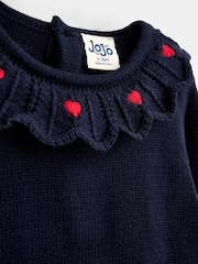 Jojo Maman Bébé Navy Blue Strawberry Knitted Combo Dress - Image 4 of 4