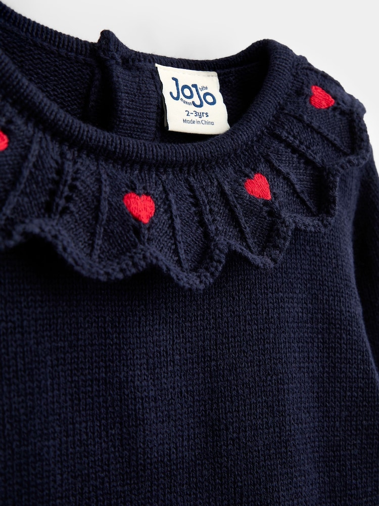 Jojo Maman Bébé Navy Blue Strawberry Knitted Combo Dress - Image 4 of 4 Jojo Maman Bébé Navy Blue Strawberry Knitted Combo Dress - Image 4 of 4
