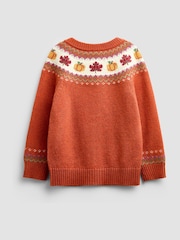 Jojo Maman Bébé Rust Orange Pumpkin Fairisle Cardigan - Image 2 of 4