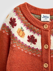 Jojo Maman Bébé Rust Orange Pumpkin Fairisle Cardigan - Image 3 of 4
