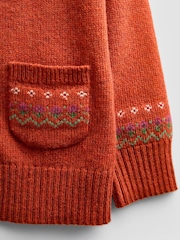 Jojo Maman Bébé Rust Orange Pumpkin Fairisle Cardigan - Image 4 of 4