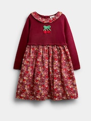 Jojo Maman Bébé Burgundy Red Cherry Knitted Combo Dress - Image 1 of 4