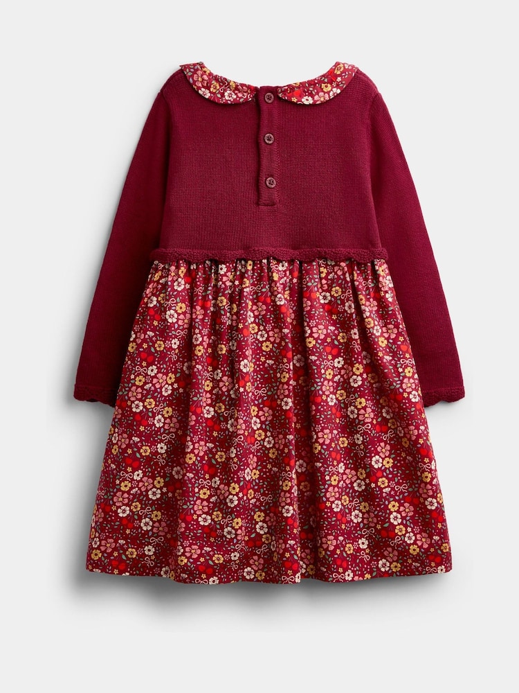 Jojo Maman Bébé Burgundy Red Cherry Knitted Combo Dress - Image 2 of 4 Jojo Maman Bébé Burgundy Red Cherry Knitted Combo Dress - Image 2 of 4