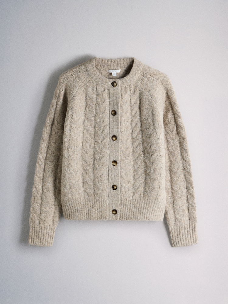 The Set 2 Pack Crew Neck Cable Cardigans Cream/Taupe Brown - Image 2 of 5