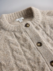 The Set 2 Pack Crew Neck Cable Cardigans Cream/Taupe Brown - Image 4 of 5