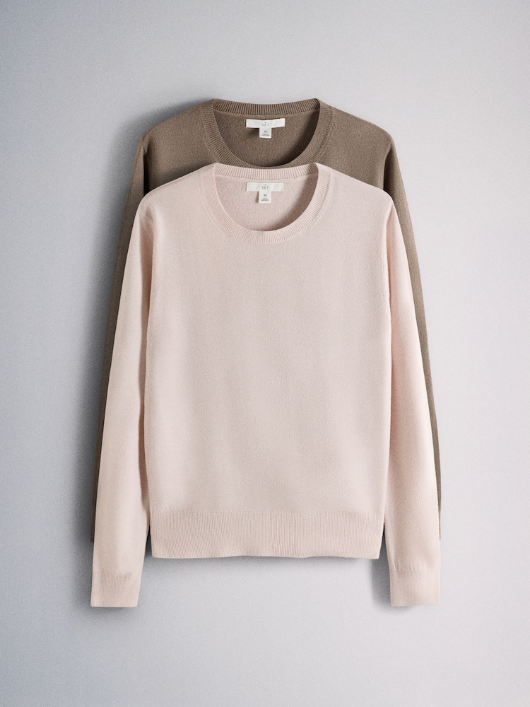 The Set 2 Pack Soft Knit Crew Neck Long Sleeve Jumpers - Larawan 1 ng 5