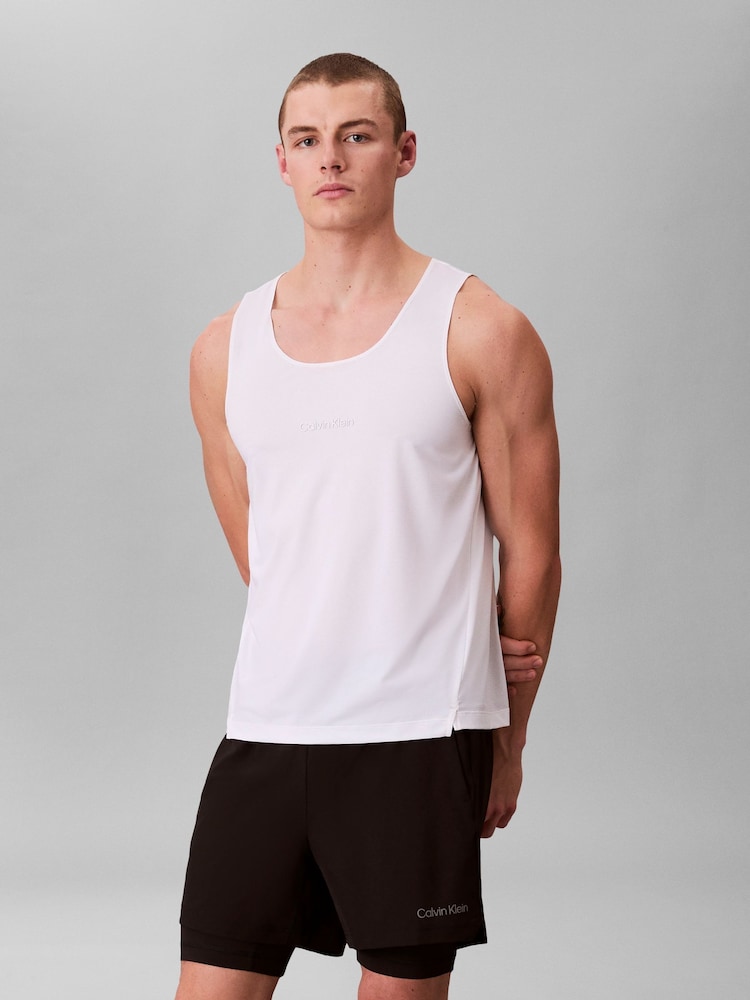Calvin Klein White Mesh Knit Performance Vest - Image 2 of 6 Calvin Klein White Mesh Knit Performance Vest - Image 2 of 6