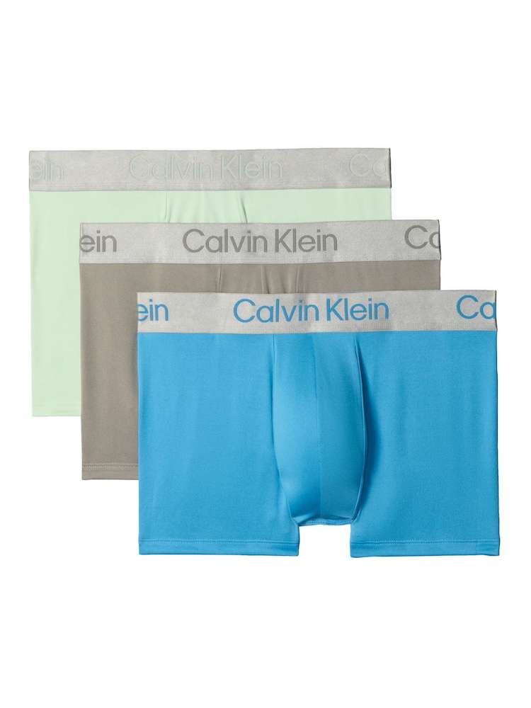 Calvin Klein Blue Micro Stretch Trunks 3 Pack - Image 1 of 5 Calvin Klein Blue Micro Stretch Trunks 3 Pack - Image 1 of 5