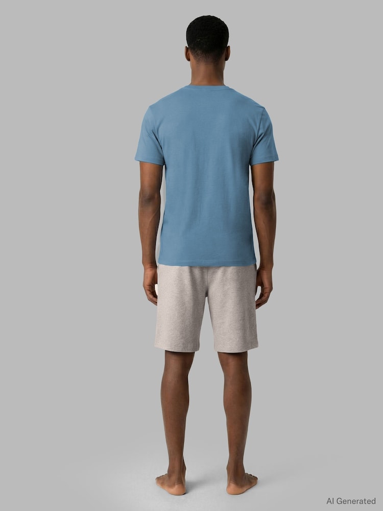 Calvin Klein Blue Short Sleeve Crew Neck T-Shirts 3 Pack - Image 4 of 4 Calvin Klein Blue Short Sleeve Crew Neck T-Shirts 3 Pack - Image 4 of 4