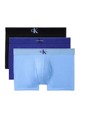 Calvin Klein Blue Cotton Stretch Trunks 3 Pack - Image 1 of 5