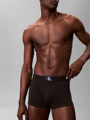 Calvin Klein Blue Cotton Stretch Trunks 3 Pack - Image 4 of 5