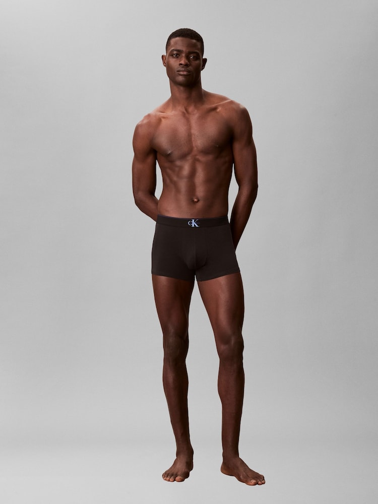 Calvin Klein Blue Cotton Stretch Trunks 3 Pack - Image 5 of 5 Calvin Klein Blue Cotton Stretch Trunks 3 Pack - Image 5 of 5