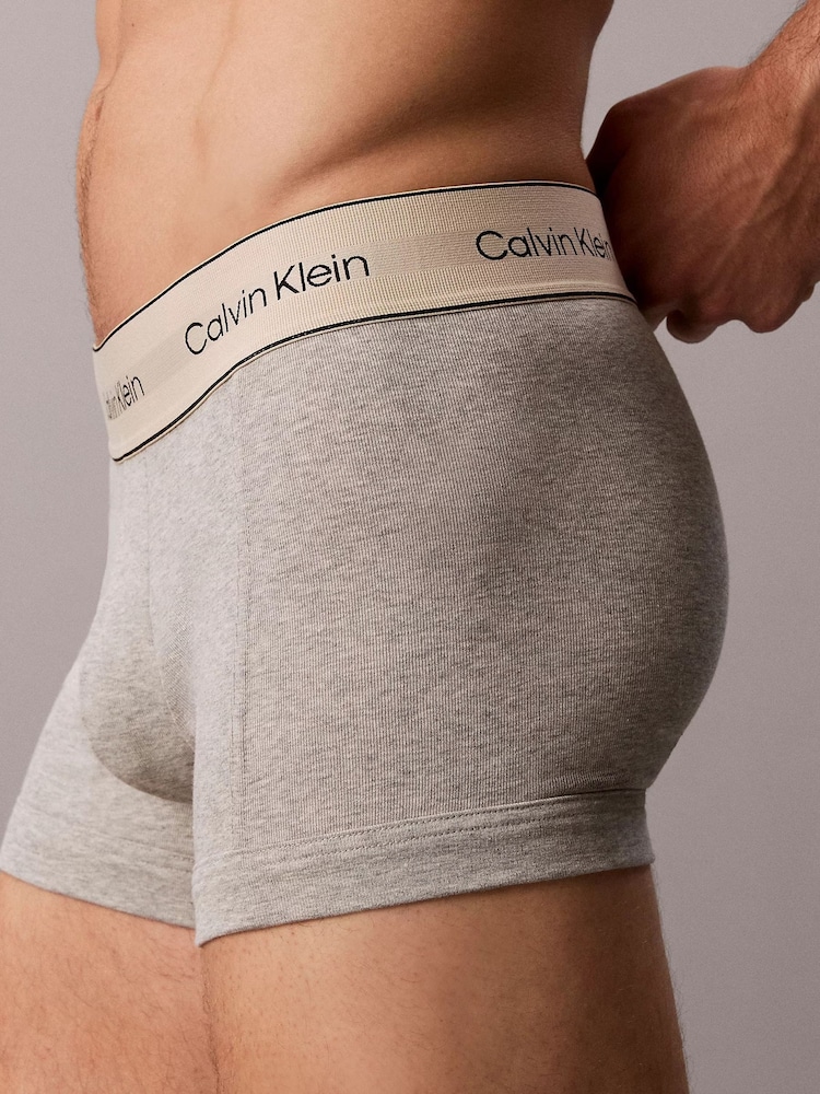 Calvin Klein Blue Heritage Cotton Stretch Trunks 3 Pack - Image 6 of 6 Calvin Klein Blue Heritage Cotton Stretch Trunks 3 Pack - Image 6 of 6