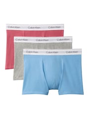 Calvin Klein Blue Icon Cotton Stretch Relaxed Dart Trunks 3 Pack - Image 1 of 5