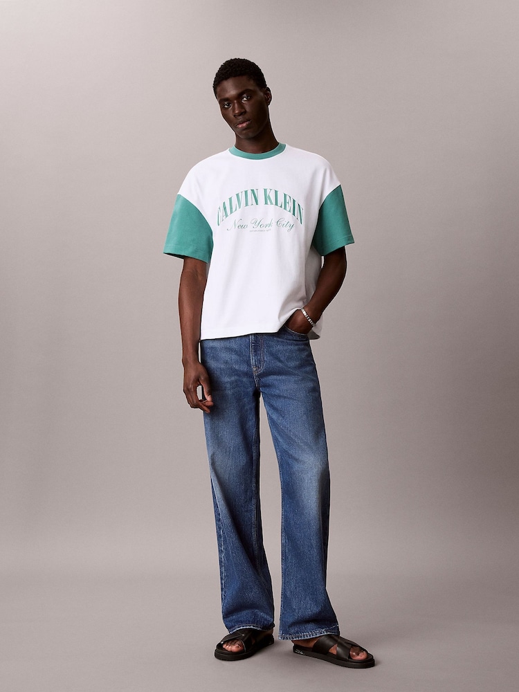 Calvin Klein White Relaxed Varsity Logo T-Shirt - Image 1 of 1 Calvin Klein White Relaxed Varsity Logo T-Shirt - Image 1 of 1