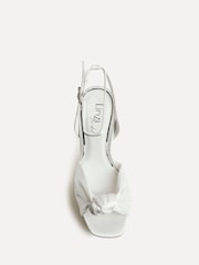 Linzi Cream Bridal Altar Platform Heel Sandals With Knotted Front Strap - Image 3 of 5