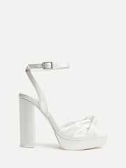 Linzi Cream Bridal Altar Platform Heel Sandals With Knotted Front Strap - Image 5 of 5